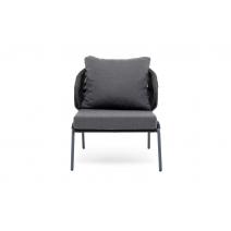  "Милан" кресло плетеное из роупа, каркас алюминий темно-серый (RAL7024) муар, роуп темно-серый круглый, ткань темно-серая 027, фото 3 