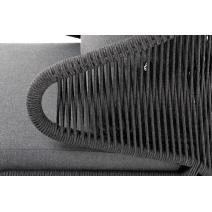  "Милан" кресло плетеное из роупа, каркас алюминий темно-серый (RAL7024) муар, роуп темно-серый круглый, ткань темно-серая 027, фото 5 