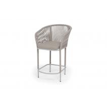  "Марсель" стул полубарный плетеный из роупа, каркас из стали светло-серый (RAL7035) муар, роуп бежевый круглый, ткань Mossle бежевая, пос.H65, фото 1 