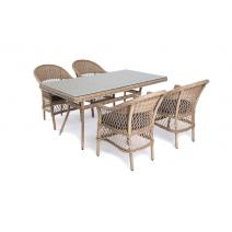  "Амароне" обеденная группа из искусственного ротанга на 4 персоны, цвет соломенный, фото 1 