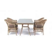  "Амароне" обеденная группа из искусственного ротанга на 4 персоны, цвет соломенный, фото 3 