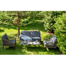  "Канны" лаунж-зона 4-местная из роупа со столом "Верона" (серый гранит), каркас алюминиевый коричневый, роуп коричневый, фото 1 