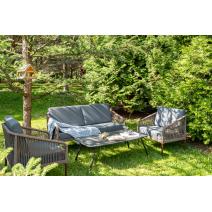  "Канны" лаунж-зона 4-местная из роупа со столом "Верона" (серый гранит), каркас алюминиевый коричневый, роуп коричневый, фото 3 