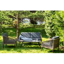  "Канны" лаунж-зона 4-местная из роупа со столом "Верона" (серый гранит), каркас алюминиевый коричневый, роуп коричневый, фото 4 