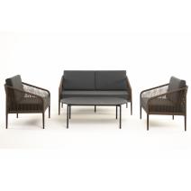  "Канны" лаунж-зона 4-местная из роупа со столом "Верона" (серый гранит), каркас алюминиевый коричневый, роуп коричневый, фото 17 