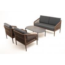  "Канны" лаунж-зона 4-местная из роупа со столом "Верона" (серый гранит), каркас алюминиевый коричневый, роуп коричневый, фото 20 