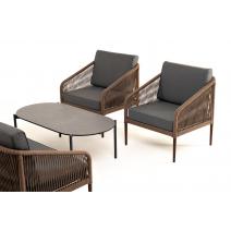  "Канны" лаунж-зона 4-местная из роупа со столом "Верона" (серый гранит), каркас алюминиевый коричневый, роуп коричневый, фото 22 