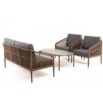  "Канны" лаунж-зона 4-местная из роупа со столом "Верона" (серый гранит), каркас алюминиевый коричневый, роуп коричневый, фото 23 