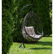  "Венеция" подвесное кресло-кокон из искусственного ротанга, цвет бронзовый с бежевой подушкой, фото 1 