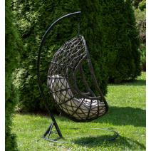  "Венеция" подвесное кресло-кокон из искусственного ротанга, цвет бронзовый с бежевой подушкой, фото 2 