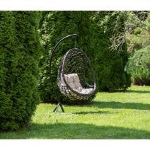  "Венеция" подвесное кресло-кокон из искусственного ротанга, цвет бронзовый с бежевой подушкой, фото 3 