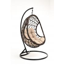 "Венеция" подвесное кресло-кокон из искусственного ротанга, цвет бронзовый с бежевой подушкой, фото 11 