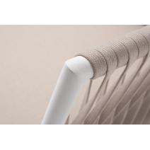  "Касабланка" кресло плетеное из роупа, каркас алюминий белый муар, роуп бежевый 20мм, ткань бежевая 052, фото 4 