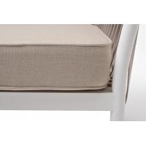  "Касабланка" кресло плетеное из роупа, каркас алюминий белый муар, роуп бежевый 20мм, ткань бежевая 052, фото 9 