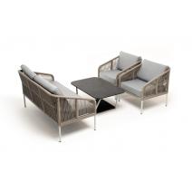  "Канны" лаунж-зона 4-местная из роупа со столом "Глория" (серый гранит), каркас алюминиевый светло-серый, роуп серый меланж, фото 4 