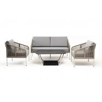  "Канны" лаунж-зона 4-местная из роупа со столом "Глория" (серый гранит), каркас алюминиевый светло-серый, роуп серый меланж, фото 5 