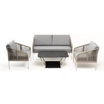  "Канны" лаунж-зона 4-местная из роупа со столом "Глория" (серый гранит), каркас алюминиевый светло-серый, роуп серый меланж, фото 6 