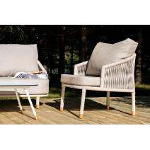  "Верона" лаунж-зона 5-местная плетеная из роупа (веревки), каркас алюминиевый белый, роуп бежевый, фото 9 