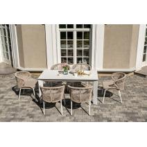  "Венето" обеденная группа на 6 персон со стульями "Милан", каркас белый, роуп бежевый, фото 2 