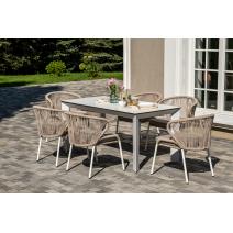  "Венето" обеденная группа на 6 персон со стульями "Милан", каркас белый, роуп бежевый, фото 4 