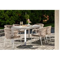  "Венето" обеденная группа на 6 персон со стульями "Милан", каркас белый, роуп бежевый, фото 5 