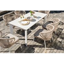  "Венето" обеденная группа на 6 персон со стульями "Милан", каркас белый, роуп бежевый, фото 7 