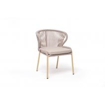  "Милан" стул плетеный из роупа, каркас алюминий (RAL1001), роуп бежевый круглый, ткань бежевая, фото 3 