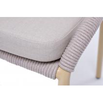  "Милан" стул плетеный из роупа, каркас алюминий (RAL1001), роуп бежевый круглый, ткань бежевая, фото 4 