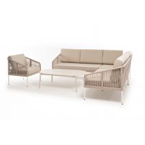  "Канны" модульная угловая лаунж-зона из роупа (веревки) со столом "Диего" (молочный), цвет бежевый, фото 3 