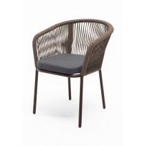  "Марсель" стул плетеный из роупа, каркас алюминий коричневый (RAL8016) муар, роуп коричневый круглый, ткань темно-серая 027, фото 1 