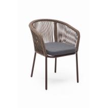  "Марсель" стул плетеный из роупа, каркас алюминий коричневый (RAL8016) муар, роуп коричневый круглый, ткань темно-серая 027, фото 3 