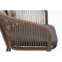  "Марсель" стул плетеный из роупа, каркас алюминий коричневый (RAL8016) муар, роуп коричневый круглый, ткань темно-серая 027, фото 5 