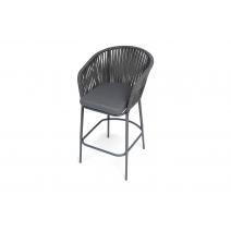  "Бордо" стул барный плетеный из роупа, каркас из стали темно-серый (RAL7024) муар, роуп серый 15мм, ткань темно-серая 027 NEW, фото 4 