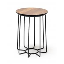  "Эквадор" журнальный стол из HPL круглый Ø40 H55, каркас из алюминия темно-серый (RAL 7024) муар, цвет столешницы "дуб", фото 1 