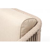  "Канны" кресло плетеное из роупа, каркас алюминий белый муар, роуп бежевый круглый, ткань бежевая 15052, фото 8 