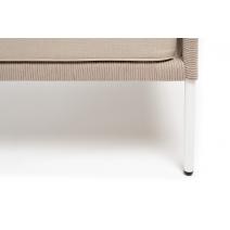  "Канны" кресло плетеное из роупа, каркас алюминий белый муар, роуп бежевый круглый, ткань бежевая 15052, фото 9 