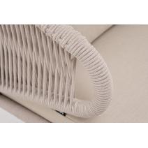  "Милан" кресло плетеное из роупа, каркас алюминий белый муар, роуп бежевый круглый, ткань бежевая 052, фото 6 