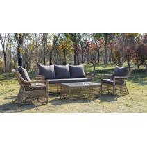  "Гранд Латте" диван трехместный из искусственного ротанга, цвет соломенный, фото 5 