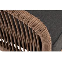  "Канны" кресло плетеное из роупа, каркас алюминий коричневый (RAL8016) муар, роуп коричневый круглый, ткань темно-серая 027, фото 5 