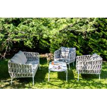  "Диего" лаунж-зона 4-местная плетеная из роупа (веревки), каркас алюминиевый белый, роуп бежевый, фото 4 