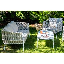  "Диего" лаунж-зона 4-местная плетеная из роупа (веревки), каркас алюминиевый белый, роуп бежевый, фото 7 