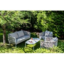  "Диего" лаунж-зона 4-местная плетеная из роупа (веревки), каркас алюминиевый белый, роуп бежевый, фото 8 