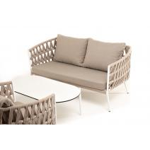  "Диего" лаунж-зона 4-местная плетеная из роупа (веревки), каркас алюминиевый белый, роуп бежевый, фото 26 