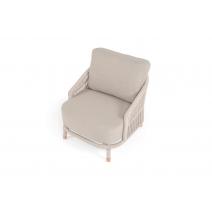  "Верона" кресло плетеное из роупа, каркас алюминий белый муар, роуп бежевый круглый, ткань бежевая 15052, фото 4 