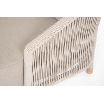  "Верона" кресло плетеное из роупа, каркас алюминий белый муар, роуп бежевый круглый, ткань бежевая 15052, фото 6 