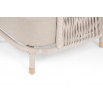  "Верона" кресло плетеное из роупа, каркас алюминий белый муар, роуп бежевый круглый, ткань бежевая 15052, фото 8 