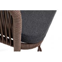  "Марсель" стул барный плетеный из роупа, каркас из стали коричневый (RAL8016) муар, роуп коричневый круглый, ткань темно-серая 027, фото 5 