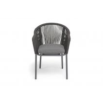  "Лион" стул плетеный из роупа, каркас из стали темно-серый (RAL7024) муар, роуп темно-серый круглый, ткань темно-серая 027, фото 3 