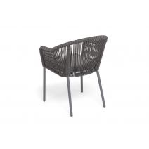  "Лион" стул плетеный из роупа, каркас из стали темно-серый (RAL7024) муар, роуп темно-серый круглый, ткань темно-серая 027, фото 5 