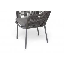  "Лион" стул плетеный из роупа, каркас из стали темно-серый (RAL7024) муар, роуп темно-серый круглый, ткань темно-серая 027, фото 6 